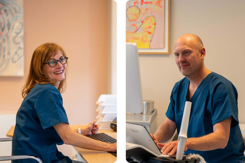 Gynekologene Kristin og Erik på kontoret sitt